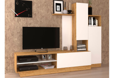 Фото Стенка ВМВ Холдинг Мелиса 240 см Дуб крафт золотой/Белый