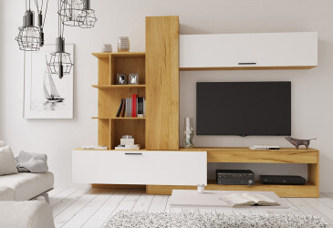 Фото Стенка VMV holding Омела 260 см Дуб крафт золотой/Белый