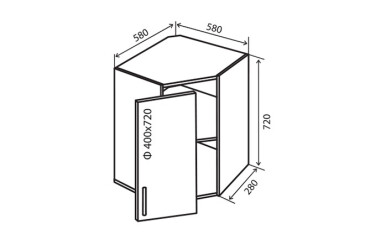 Фото В14 Тумба угловая 1Д витрина Парма Вип-Мастер