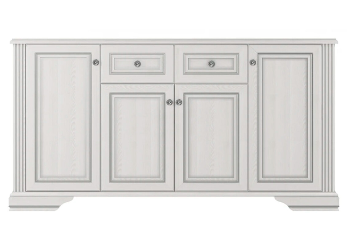 Фото Комод Гербор Вайт 4-дверний з 2 шухлядами 179 см сосна срібна