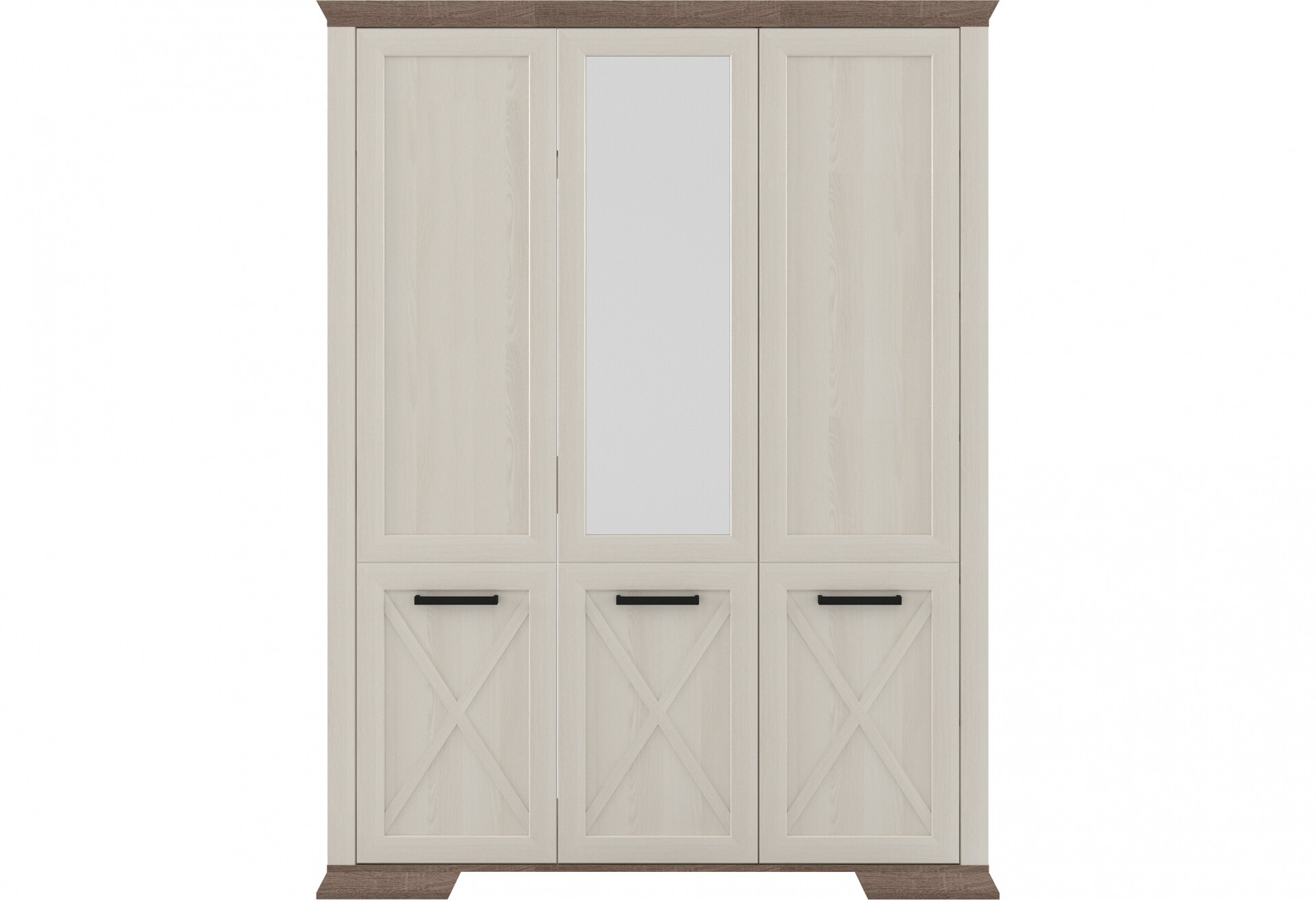 Фото 1 - Шкаф Gerbor холдинг Марсель 3-дверная с зеркалом 167 см Ясень снежный/Дуб сонома трюфель