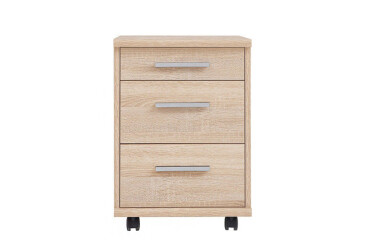 Фото Тумба Гербор Офіс-Лайн KON на колесиках з 3 шухлядами 40 см Дуб сонома