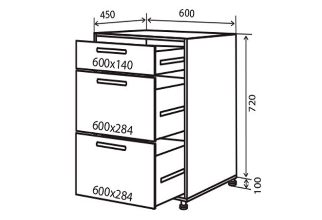 Фото 1 - Н28 Тумба 3Ш 60 Модена Вип-Мастер