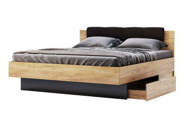 Фото Кровать MiroMark Луна (без вклада) 160х200 см с ящиками, лава/дуб крафт