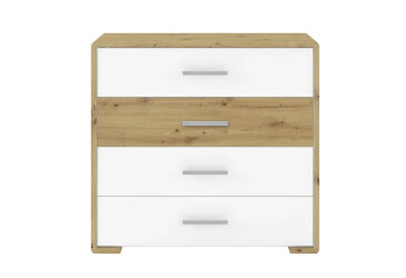 Фото Комод Гербор Бука с 4 ящиками 94 см Белый/Дуб артизан