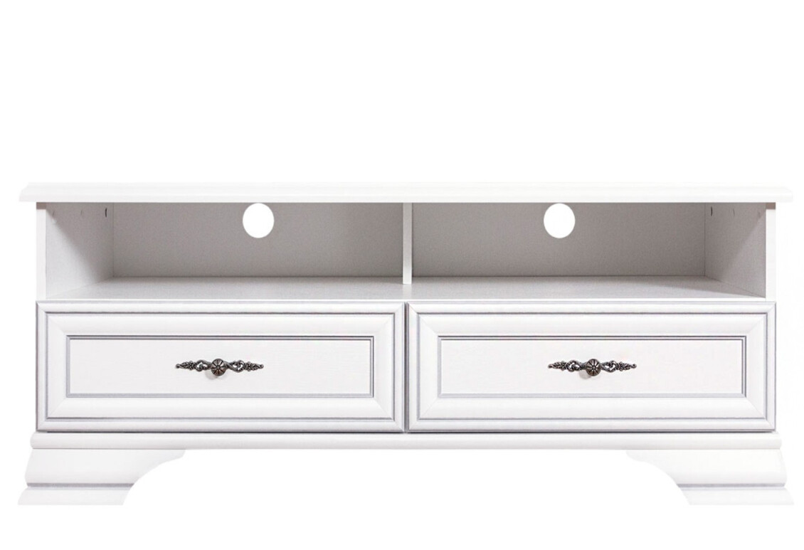 Фото Тумба под ТВ ВМК Кентуки с 2 ящиками и полками 125 см Белая