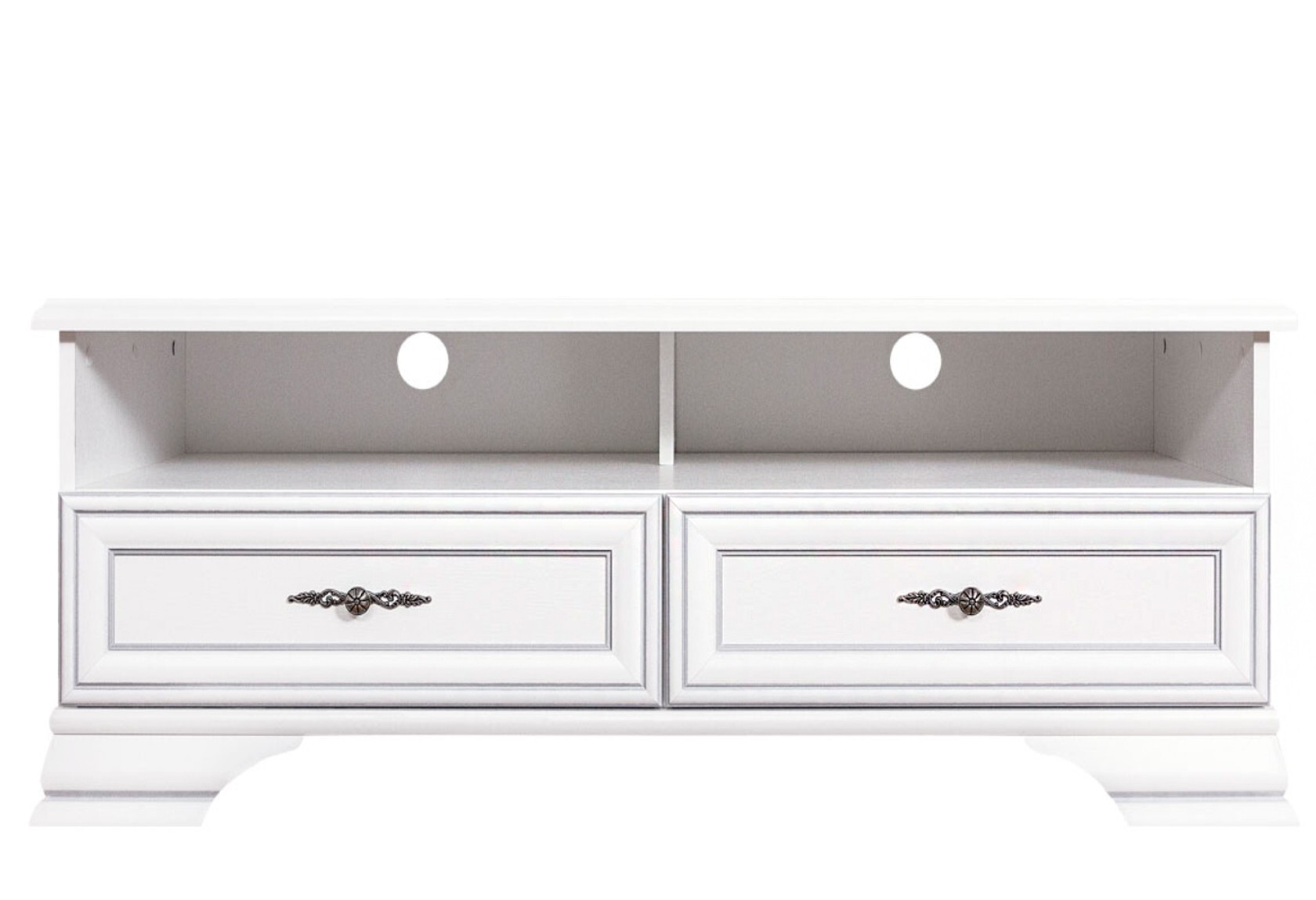 Фото 1 - Тумба під ТВ ВМК Кентукі з 2 шухлядами та полицями 125 см Біла