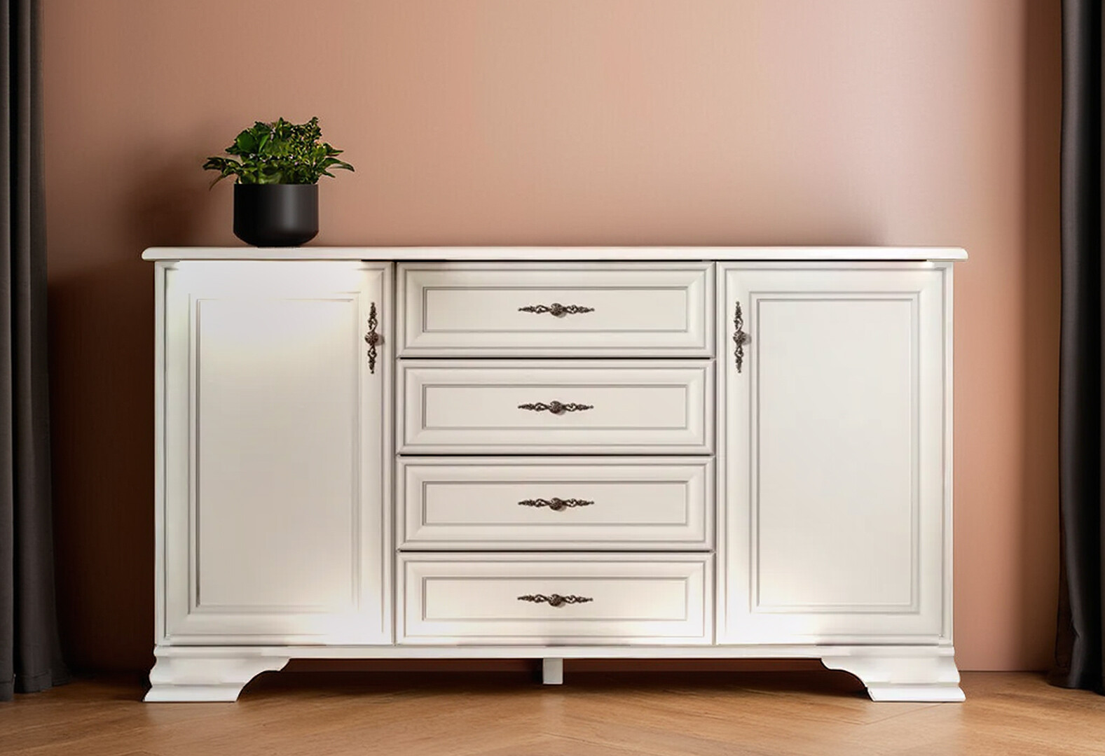 Фото 2 - Комод ВМК Кентукі 2-дверний з 4 шухлядами 154 см Білий