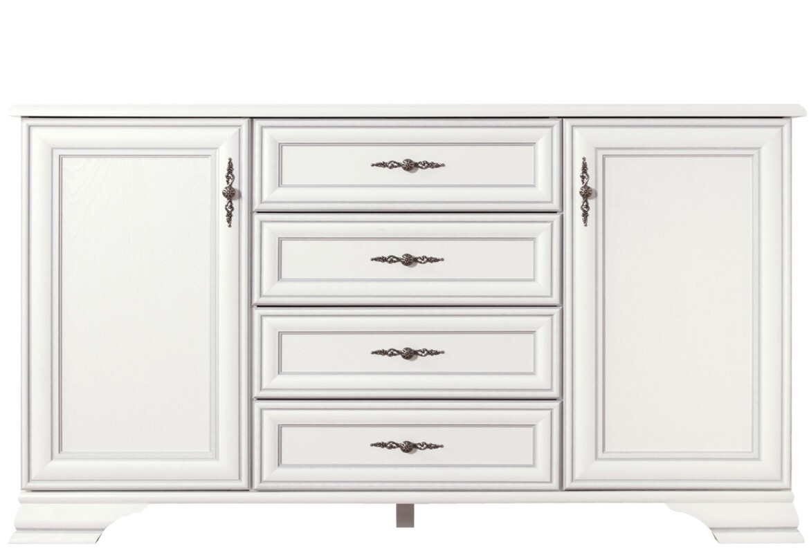 Фото 1 - Комод ВМК Кентукі 2-дверний з 4 шухлядами 154 см Білий