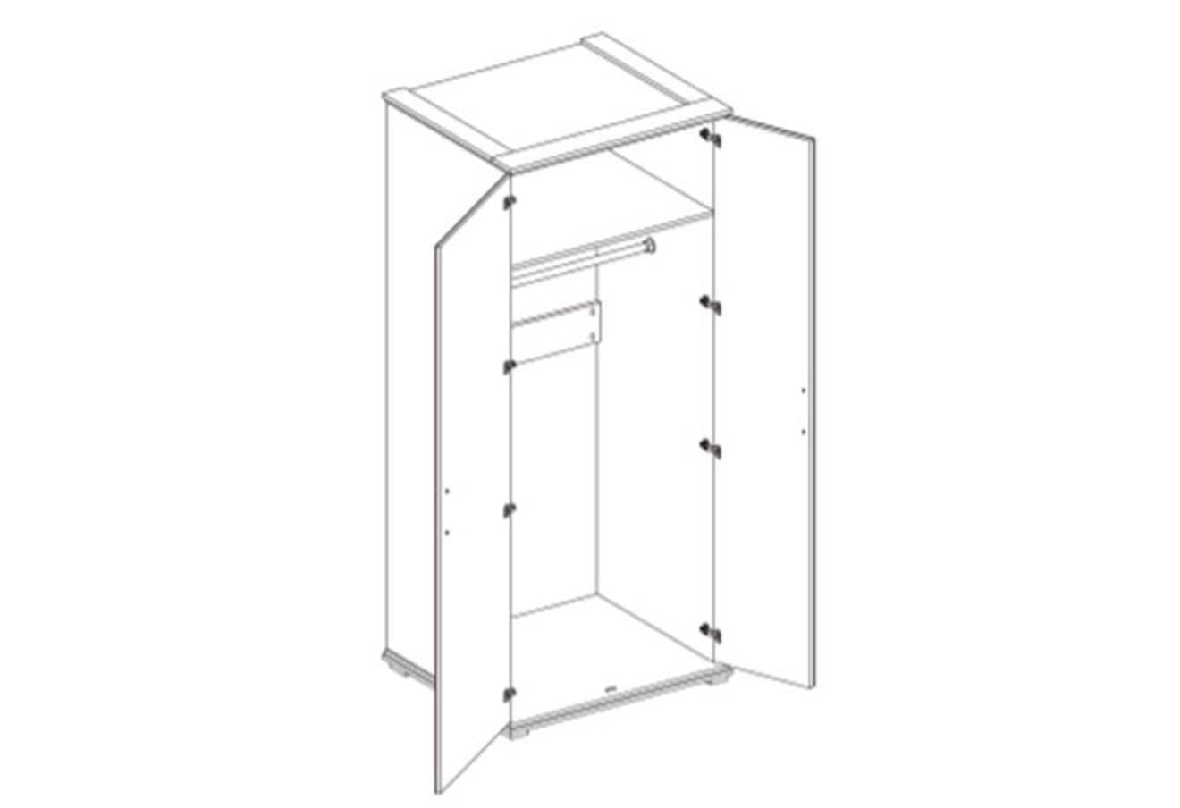 Фото 2 - Шафа Світ Меблів Палермо 2-дверна 91 см Дуб корабельний