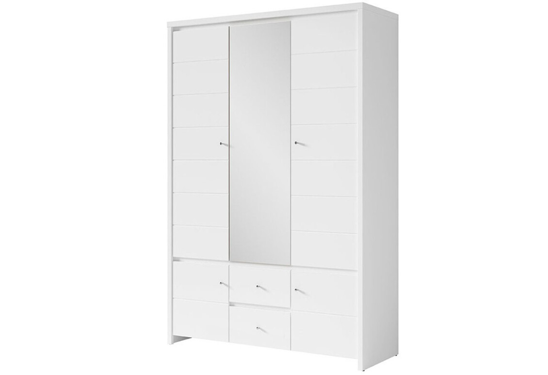 Фото Шафа ВМК Крістіна 5-дверна з 2 шухлядами та дзеркалом 154 см Біла