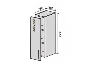 Фото В1 Полиці + фасад петлі 200х720 М.Глосс VIP / M.Gloss VIP VIP-master