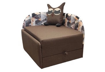 Фото Диван Вика Сова левый угол 84x98 см коричневый принт (Avis 40 / Snow brown)