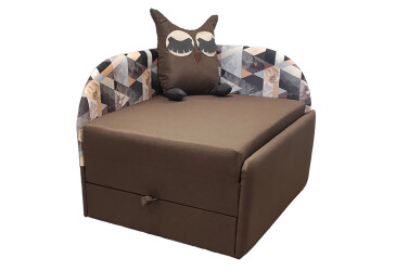 Фото Диван Вика Сова правый угол 84x99 см коричневый принт (Avis 40 / Snow brown)