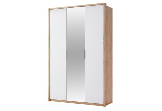 Фото Шафа MiroMark Асті 3-дверна з дзеркалом 140 см Дуб крафт/Білий