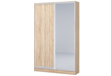 Фото Шкаф-купе Киевский стандарт (профиль Серебро) 2-дверный с зеркалом 120 см Дуб сонома