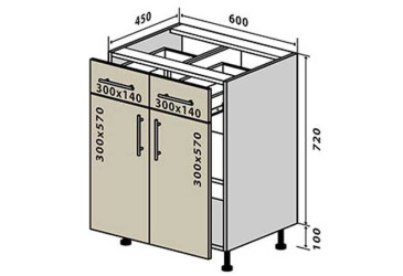 Фото Н26 Тумба 2Ш2Д 60