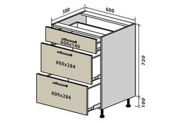 Фото Н28 Тумба 3Ш 60