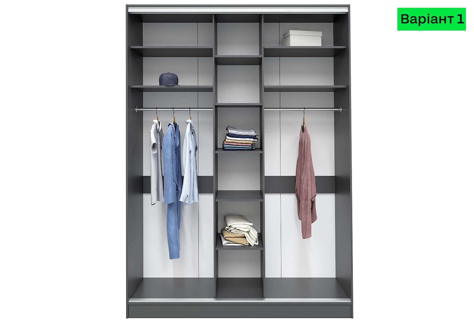 Фото 2 - Корпус 600 Стандарт Шкаф-купе 3Д 1800х2400 Киевский стандарт