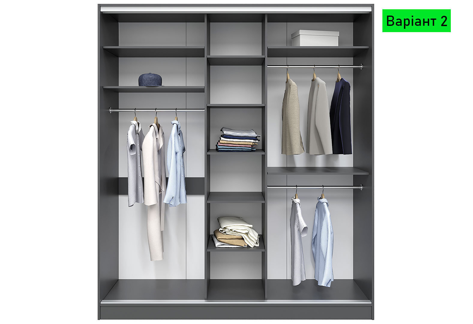 Фото 3 - Корпус 600 Стандарт Шкаф-купе 3Д 2100х2400 Киевский стандарт