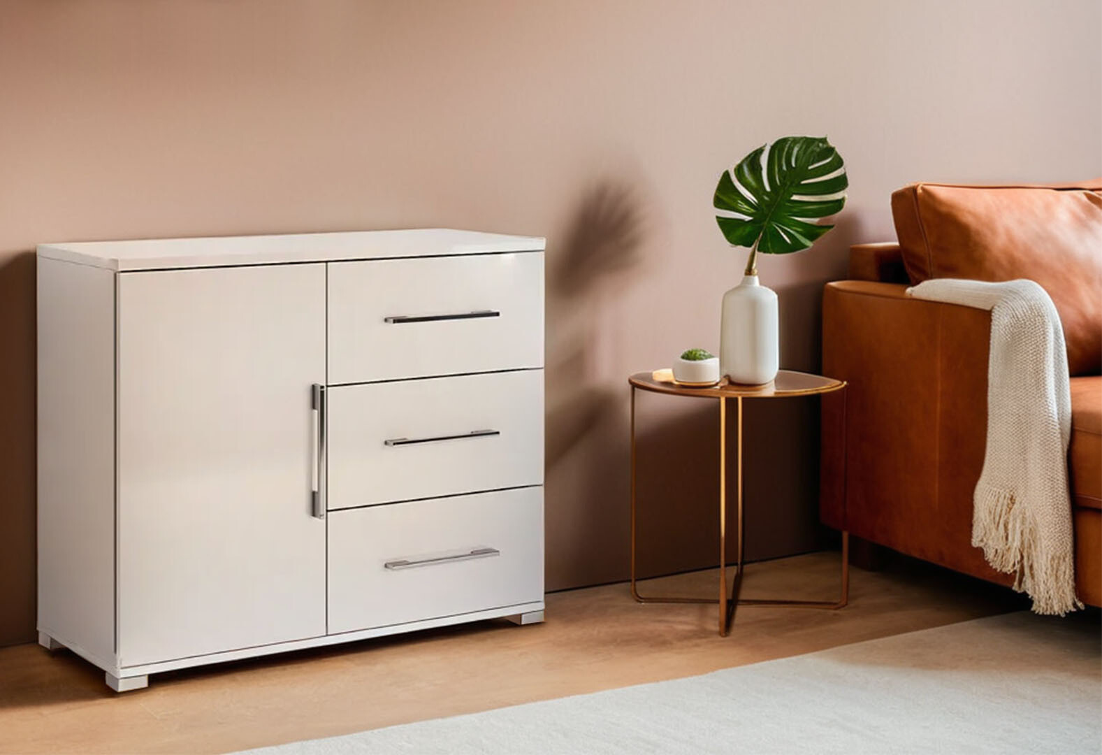 Фото 2 - Комод MiroMark Фемили 1-дверный с 3 ящиками 100 см Белый