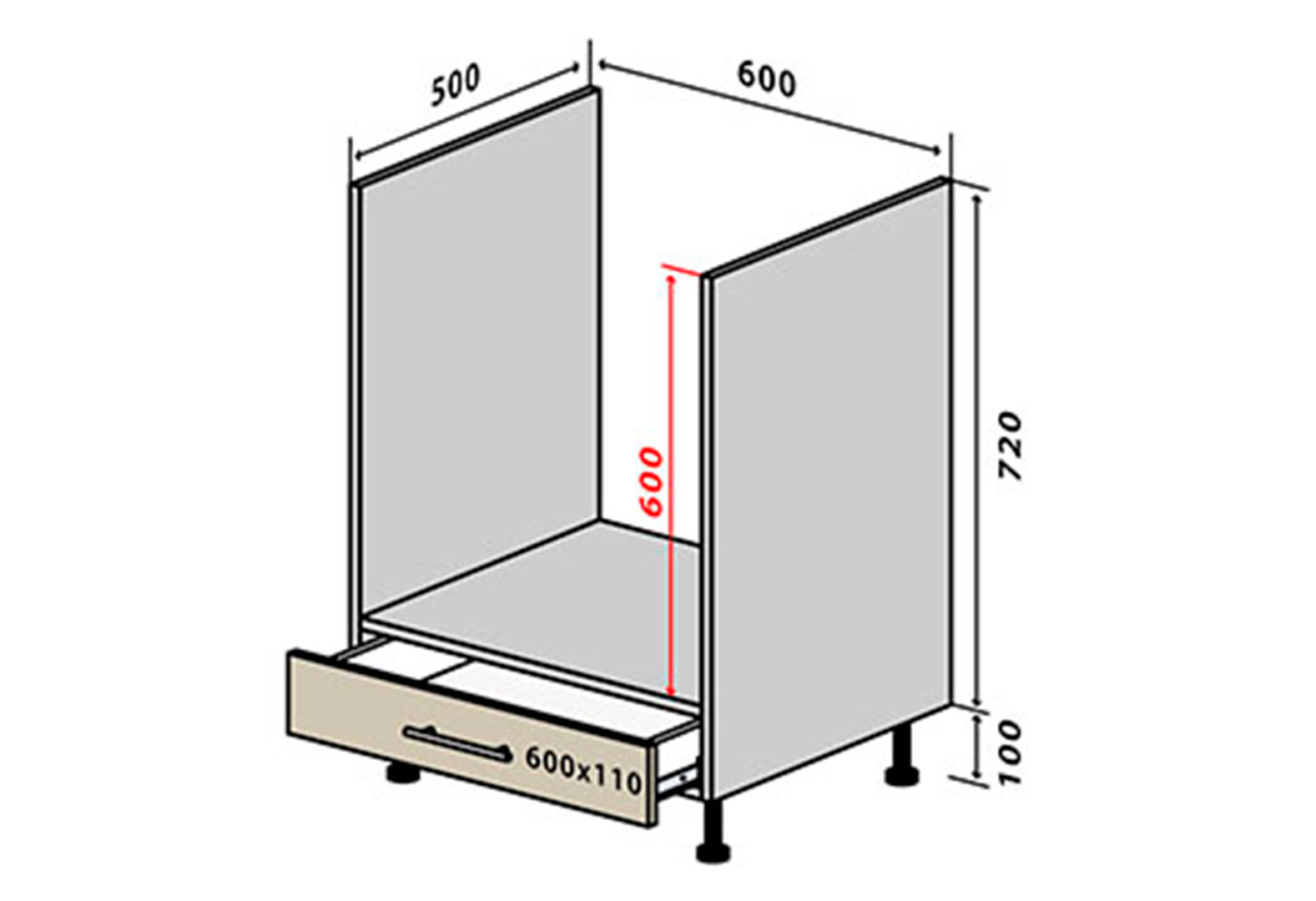 Фото 1 - Н12 Тумба для духовки 1Ш New МоДа Люкс / MoDa Luxe Вип-Мастер