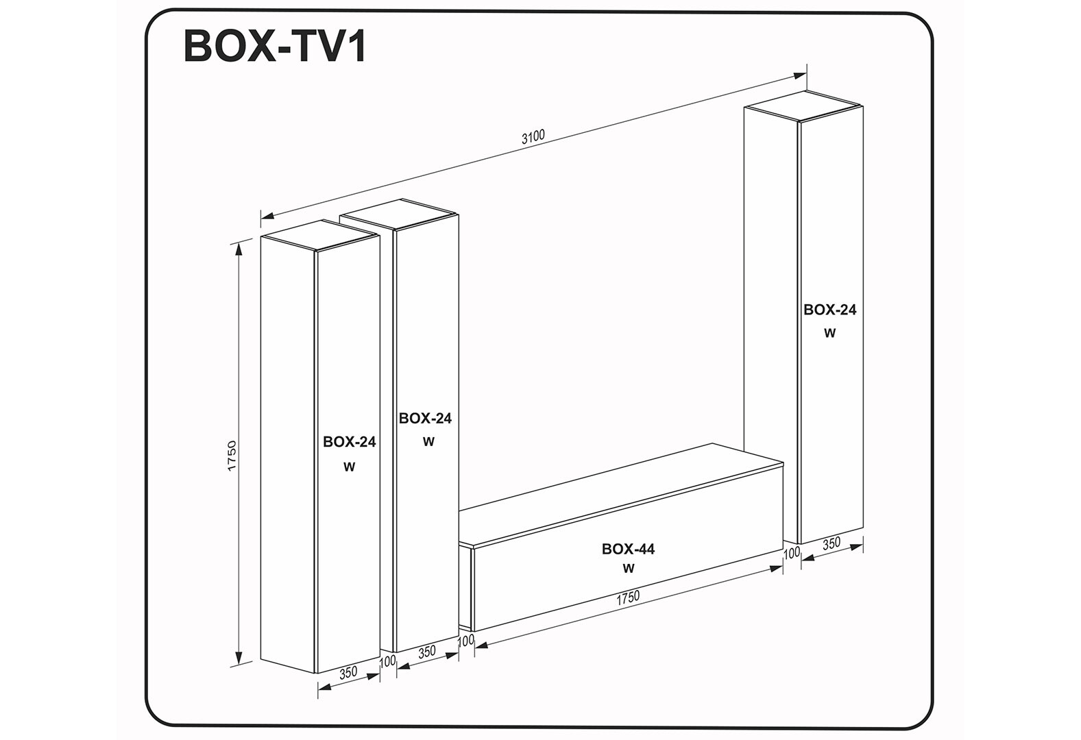 Фото 2 - Стенка МироМарк Бокс TV-1 310 см