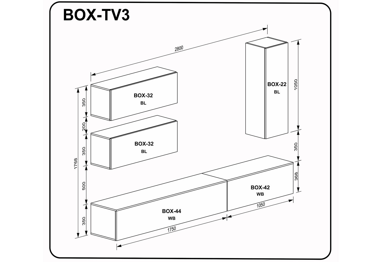 Фото 2 - Стінка MiroMark Бокс TV-3 280 см