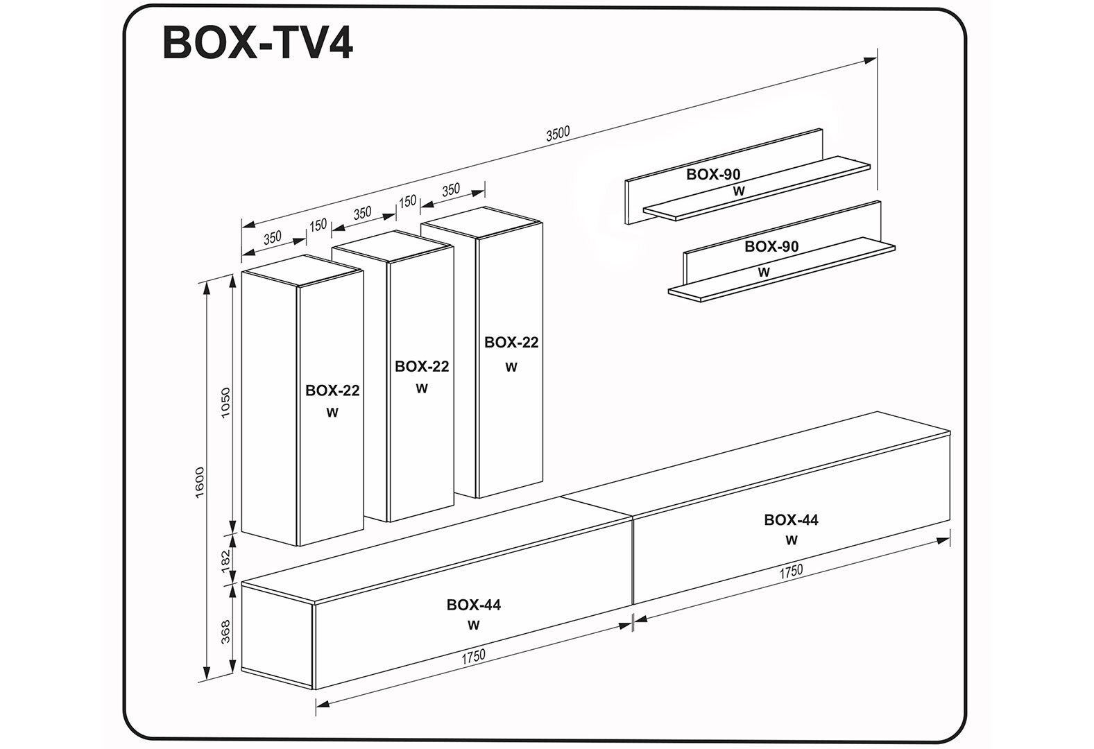 Фото 2 - Стенка МироМарк Бокс TV-4 350 см