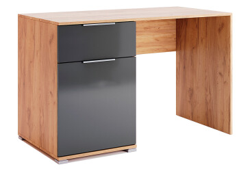 Фото Стол письменный МироМарк Рамона 120x60 см с тумбой и ящиком, дуб крафт/лава