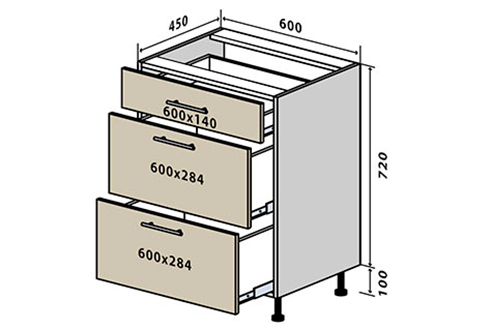 Фото 1 - Н28 Тумба 3Ш 60 Родос Люкс Вип-Мастер