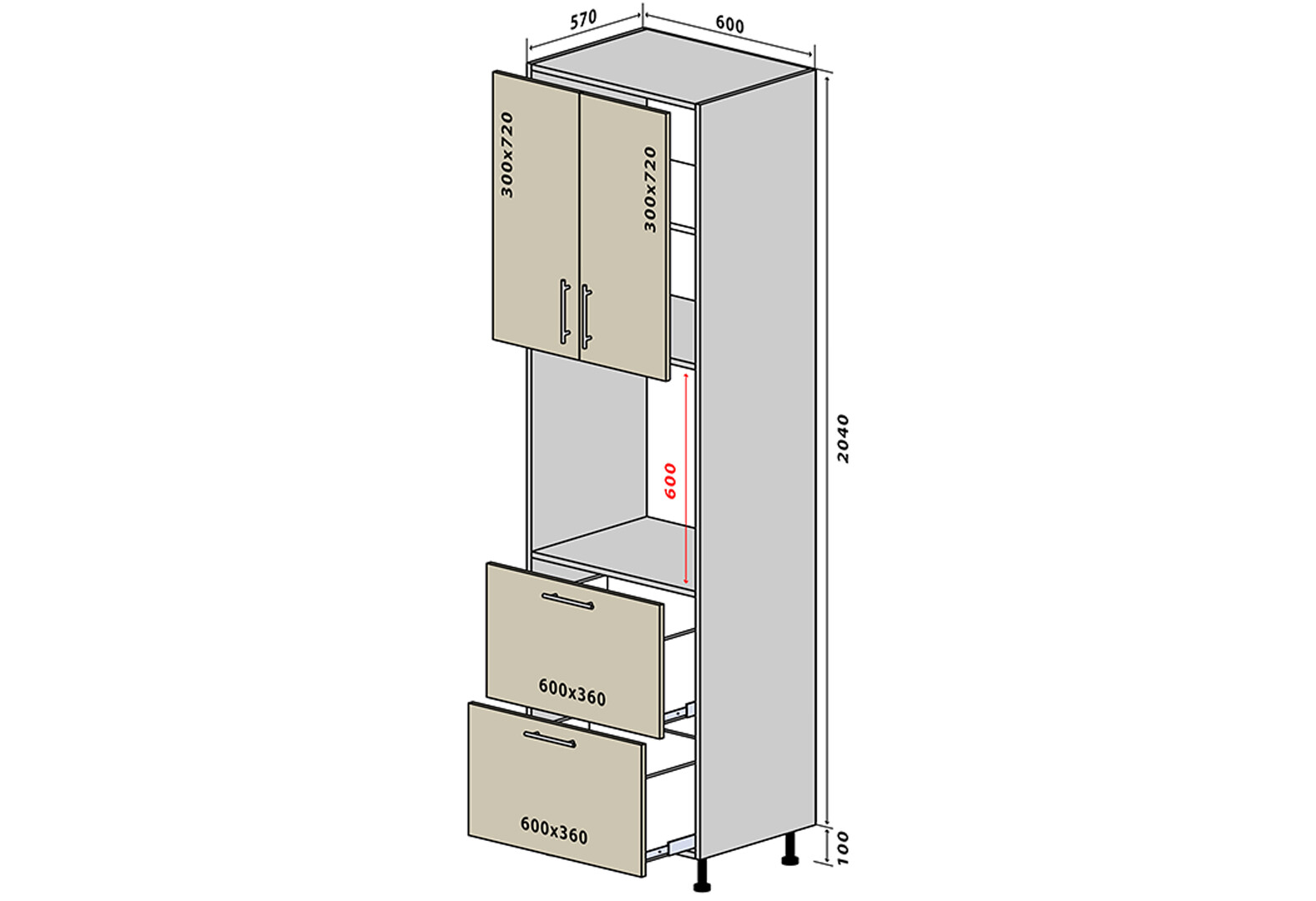 Фото 1 - Н19 Пенал 2Д2Ш New Альта Люкс / Alta Luxe VIP-master
