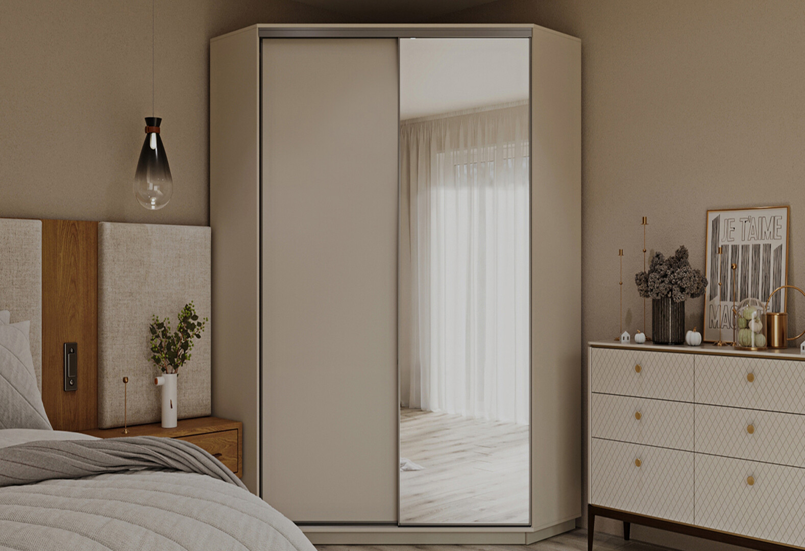 Фото 2 - Шафа-купе кутова Garant 2-дверна 150x240x150 см