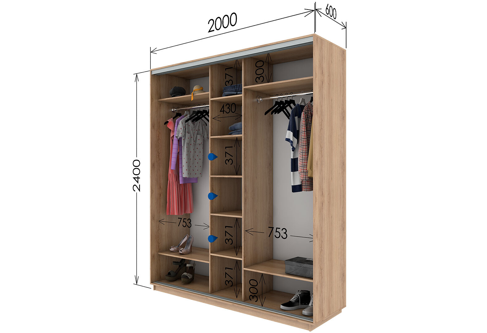 Фото 10 - Шкаф-купе Garant 3-дверный 200x240x60 см