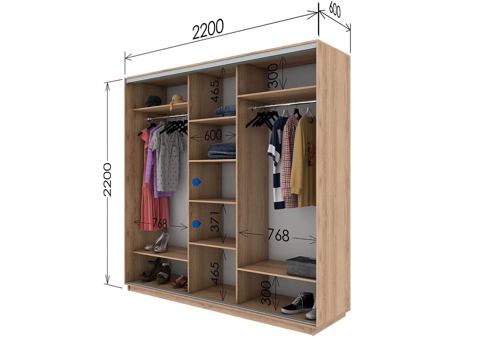 Фото 9 - Шкаф-купе Garant 3-дверный 220x220x60 см