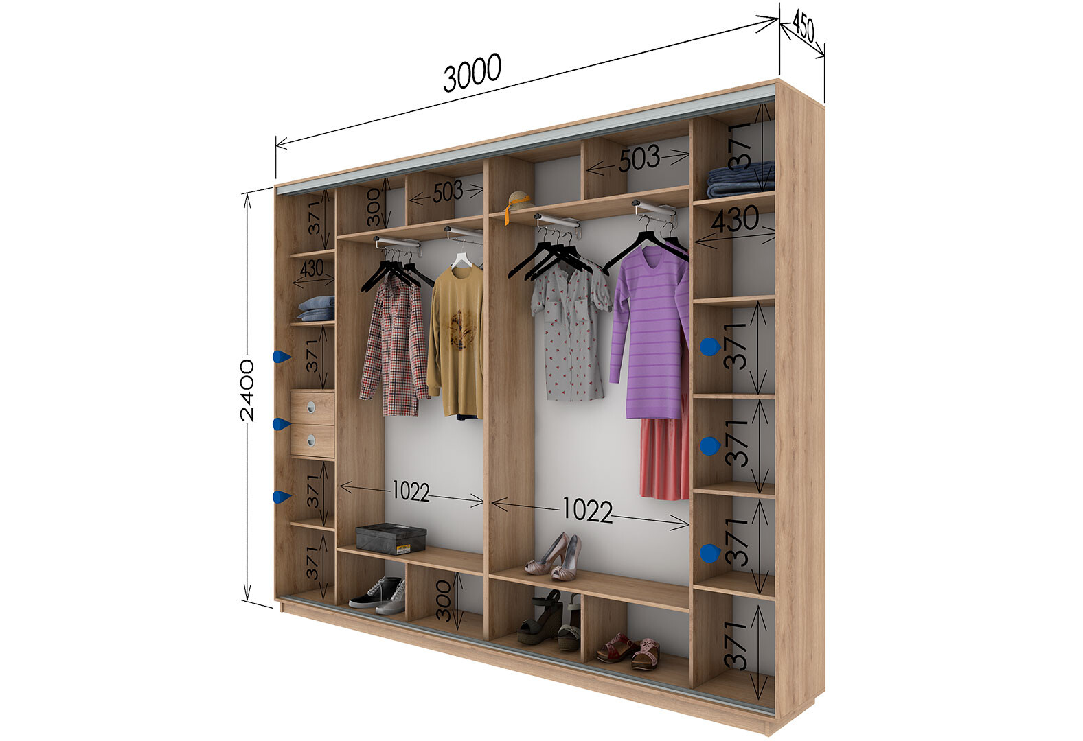 Фото 13 - Шкаф-купе Garant 4-дверный 300x240x45 см