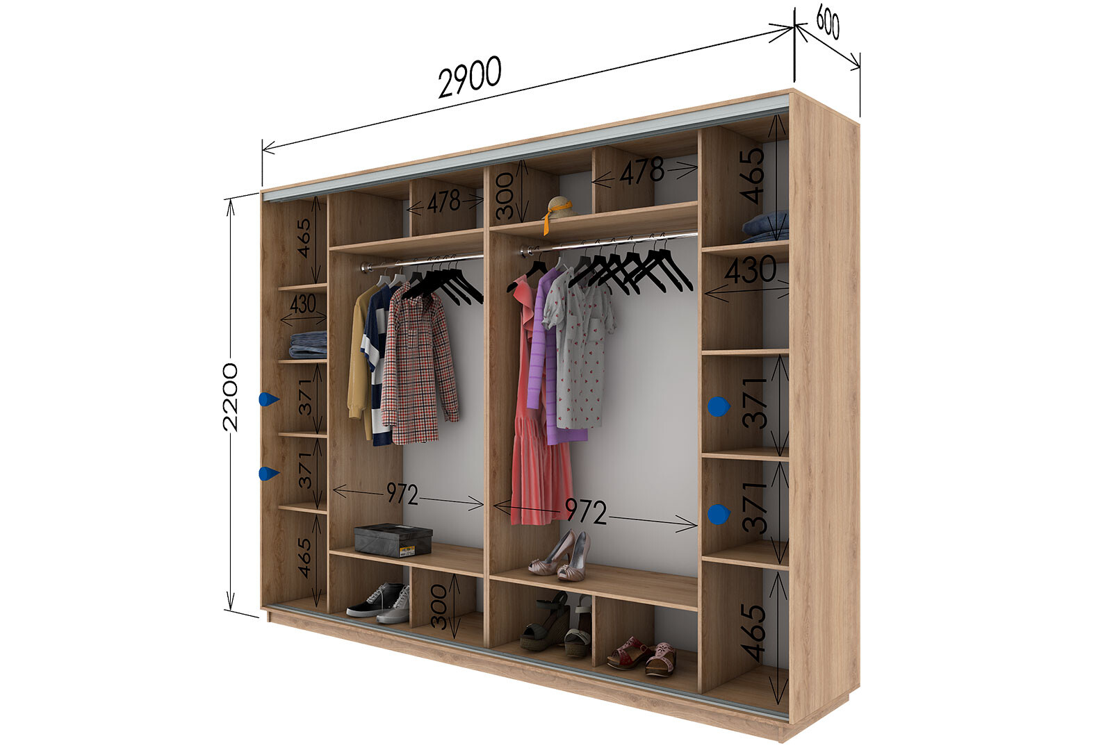 Фото 7 - Шкаф-купе Garant 4-дверный 290x220x60 см