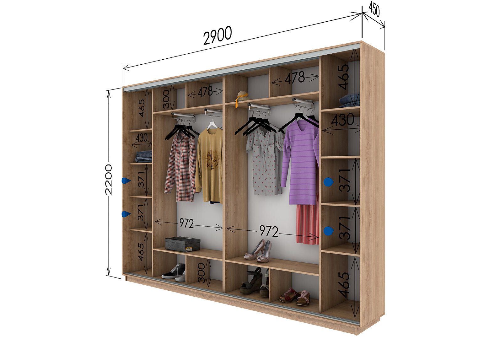 Фото 7 - Шафа-купе Garant 4-дверна 290x220x45 см