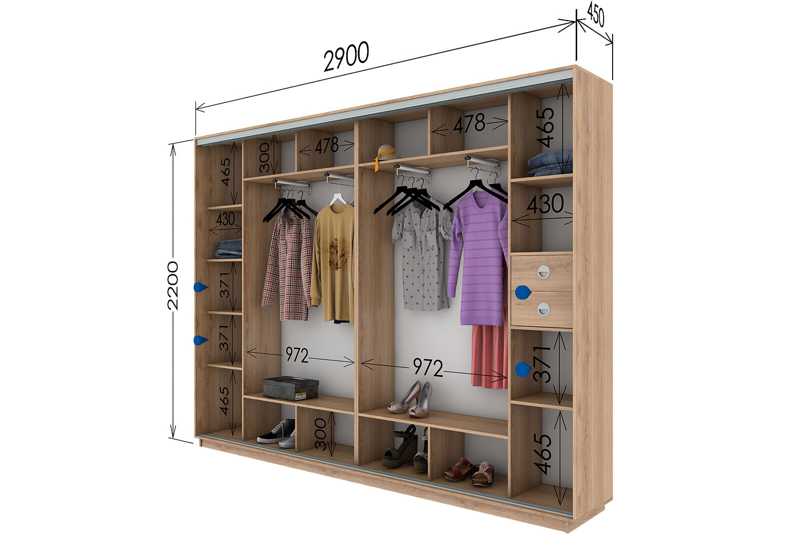 Фото 8 - Шафа-купе Garant 4-дверна 290x220x45 см