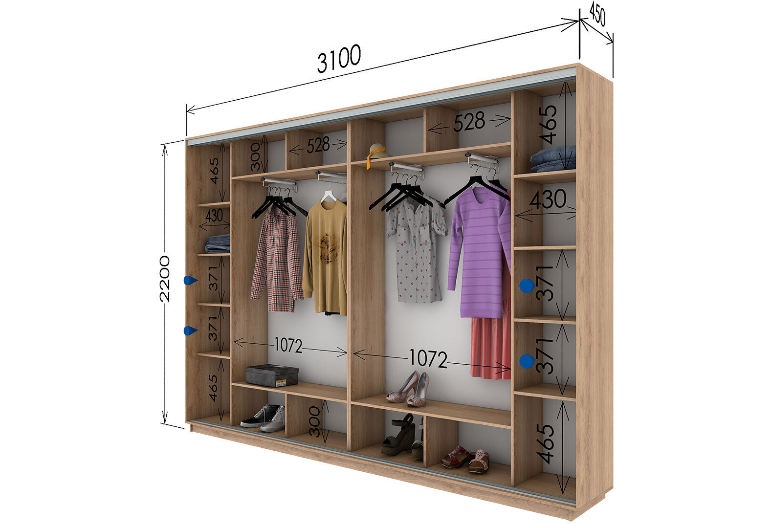 Фото 11 - Шафа-купе Garant 4-дверна 310x220x45 см