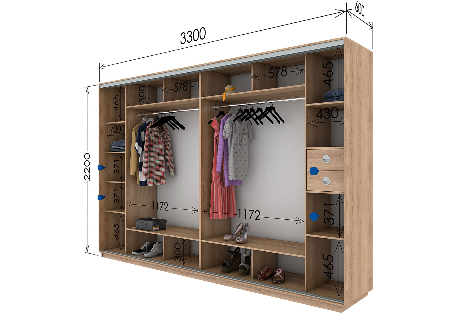 Фото 11 - Шкаф-купе Garant 4-дверный 330x220x60 см