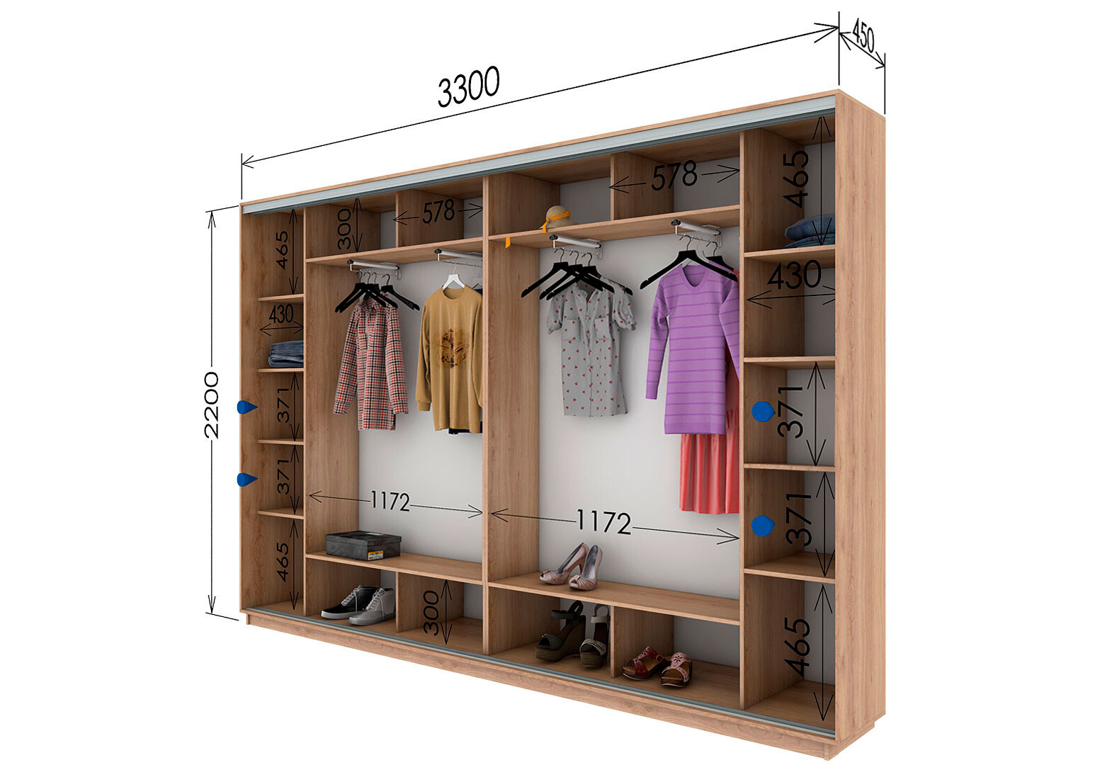 Фото 10 - Шкаф-купе Garant 4-дверный 3300x2200x45 см