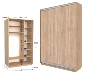 Фото Шкаф-купе Garant Практик №25 2-дверный 130 см
