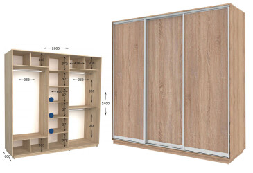 Фото Шкаф-купе Garant Практик №129/3 3-дверный 260 см