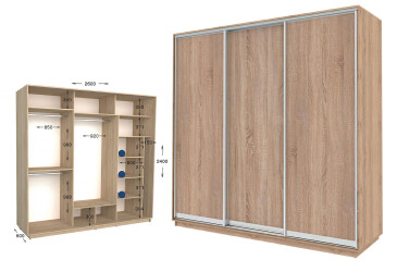 Фото Шкаф-купе Garant Практик №134/3 3-дверный 260 см