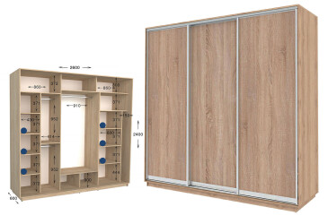 Фото Шкаф-купе Garant Практик №135 3-дверный 260 см