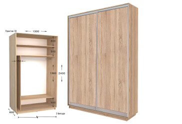 Фото Шкаф-купе Garant Практик №32 2-дверный 130 см