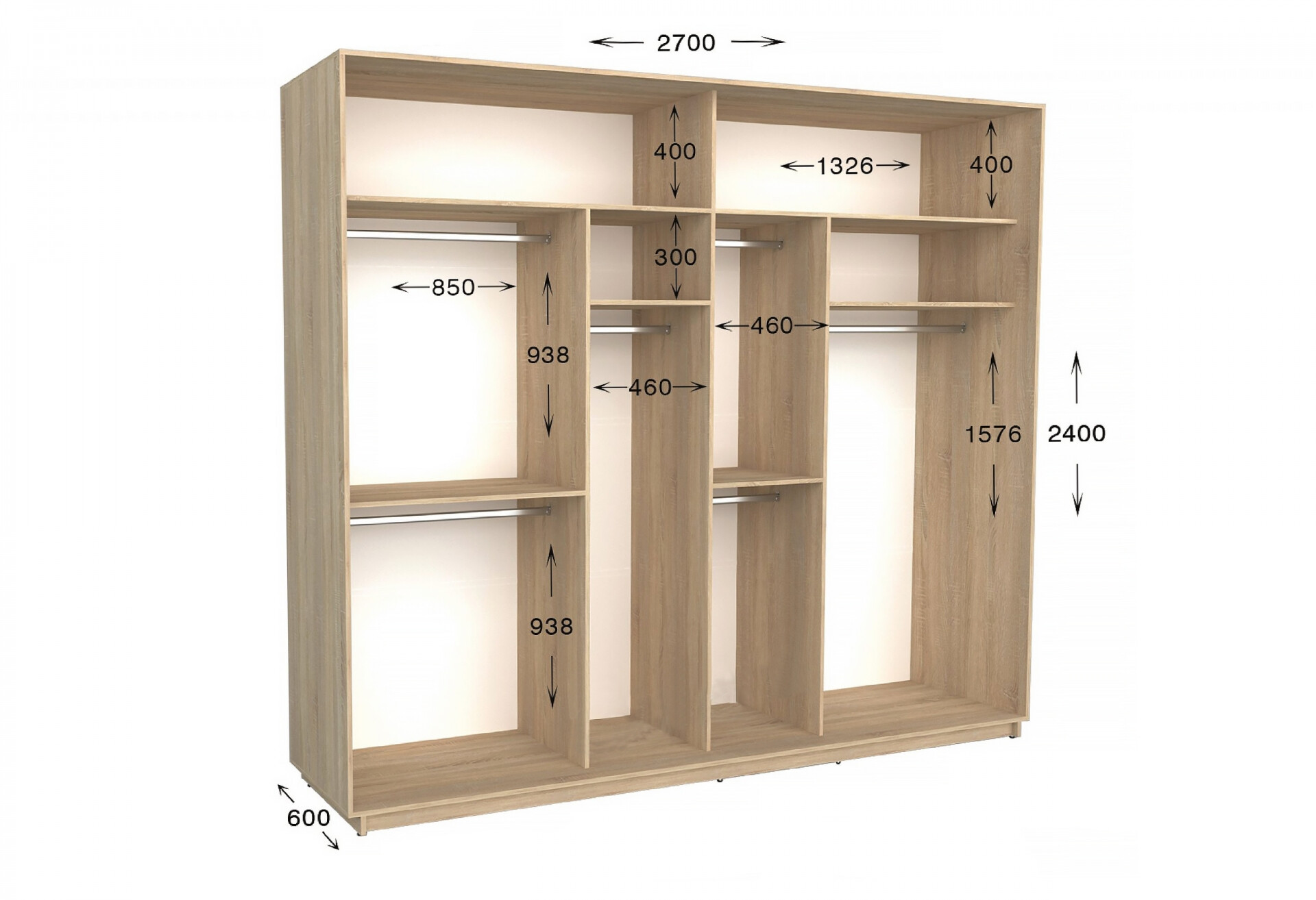 Фото 2 - Шафа-купе Garant Практик №141/3 3-дверна 270 см