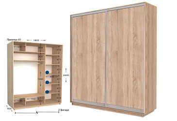 Фото Шкаф-купе Garant Практик №65 2-дверный 180 см