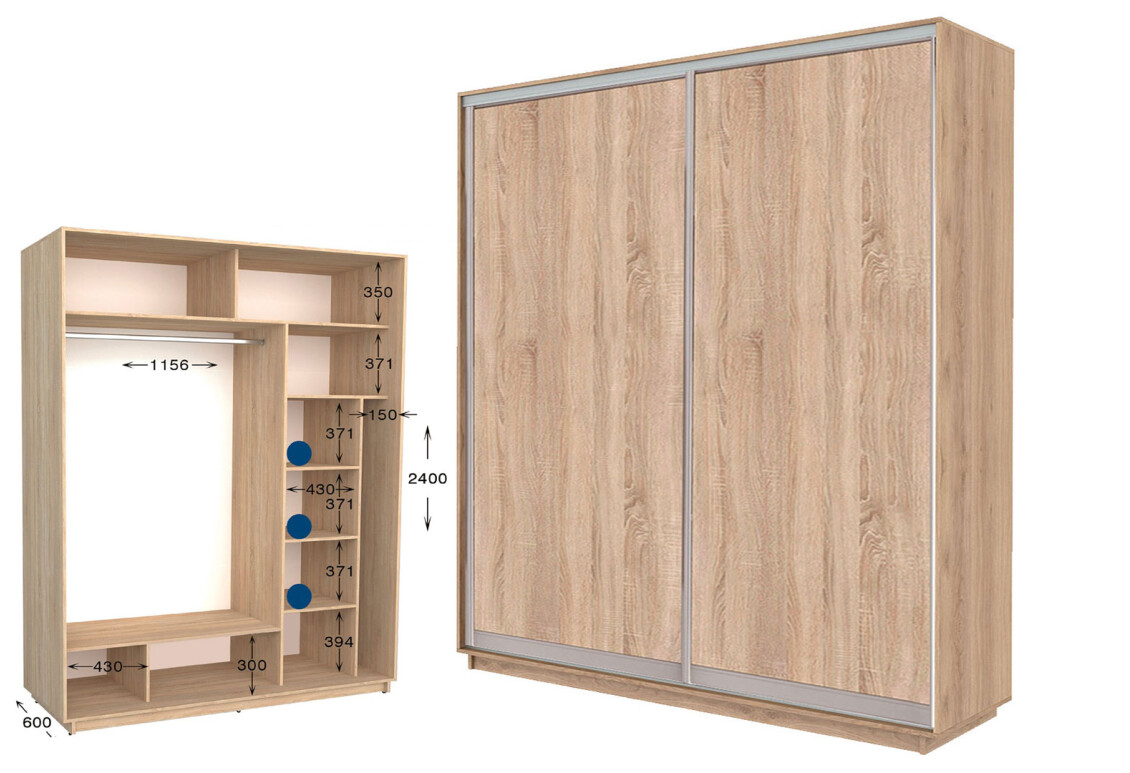 Фото Шкаф-купе Garant Практик №67 2-дверный 180 см